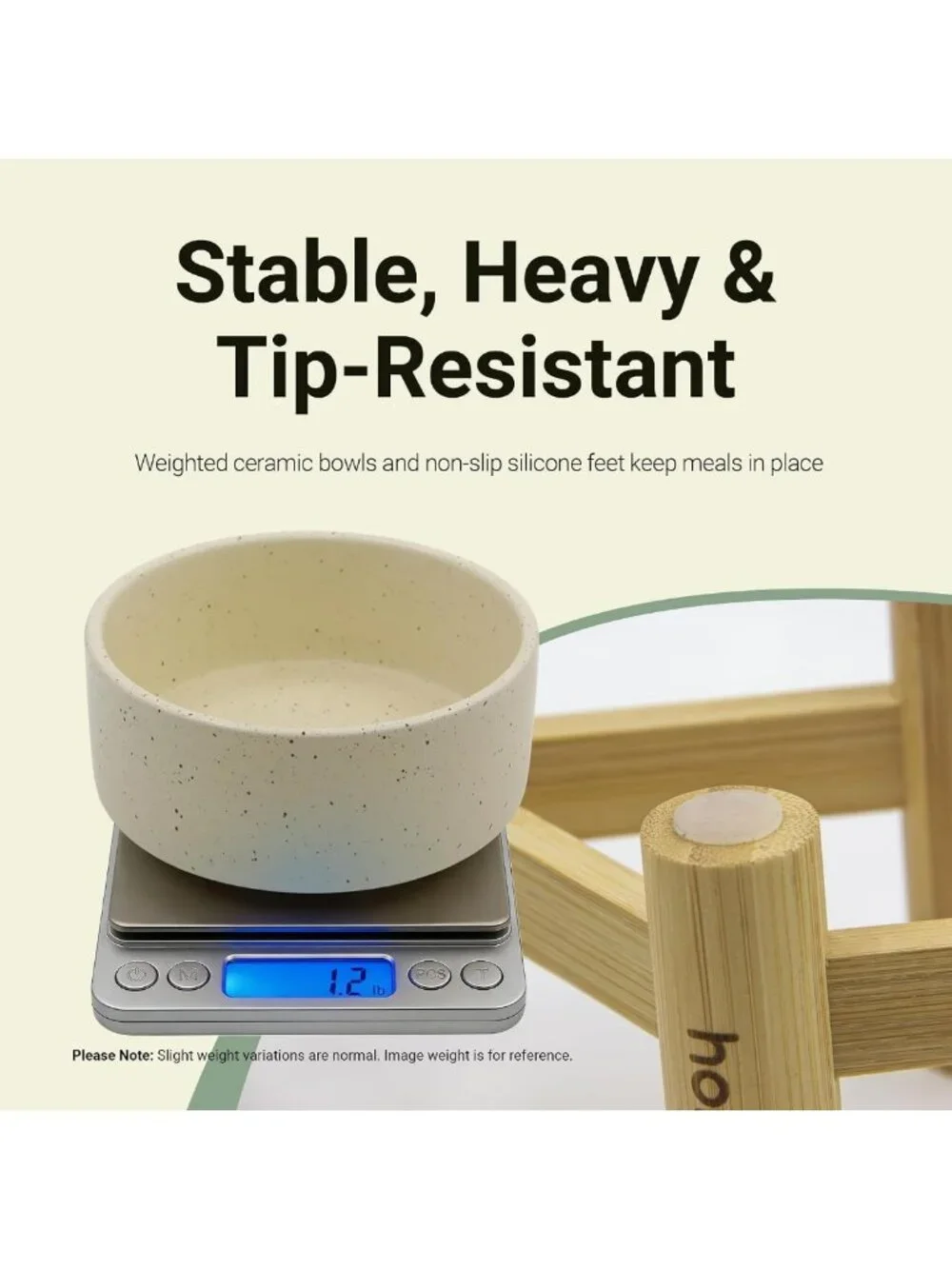 Elevated Ceramic Dog & Cat Bowls with Bamboo Stand - 27oz Pet Feeding Station